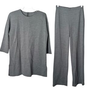 St. John Women’s Gray Wool Blend Matching Top and Pants Size 4